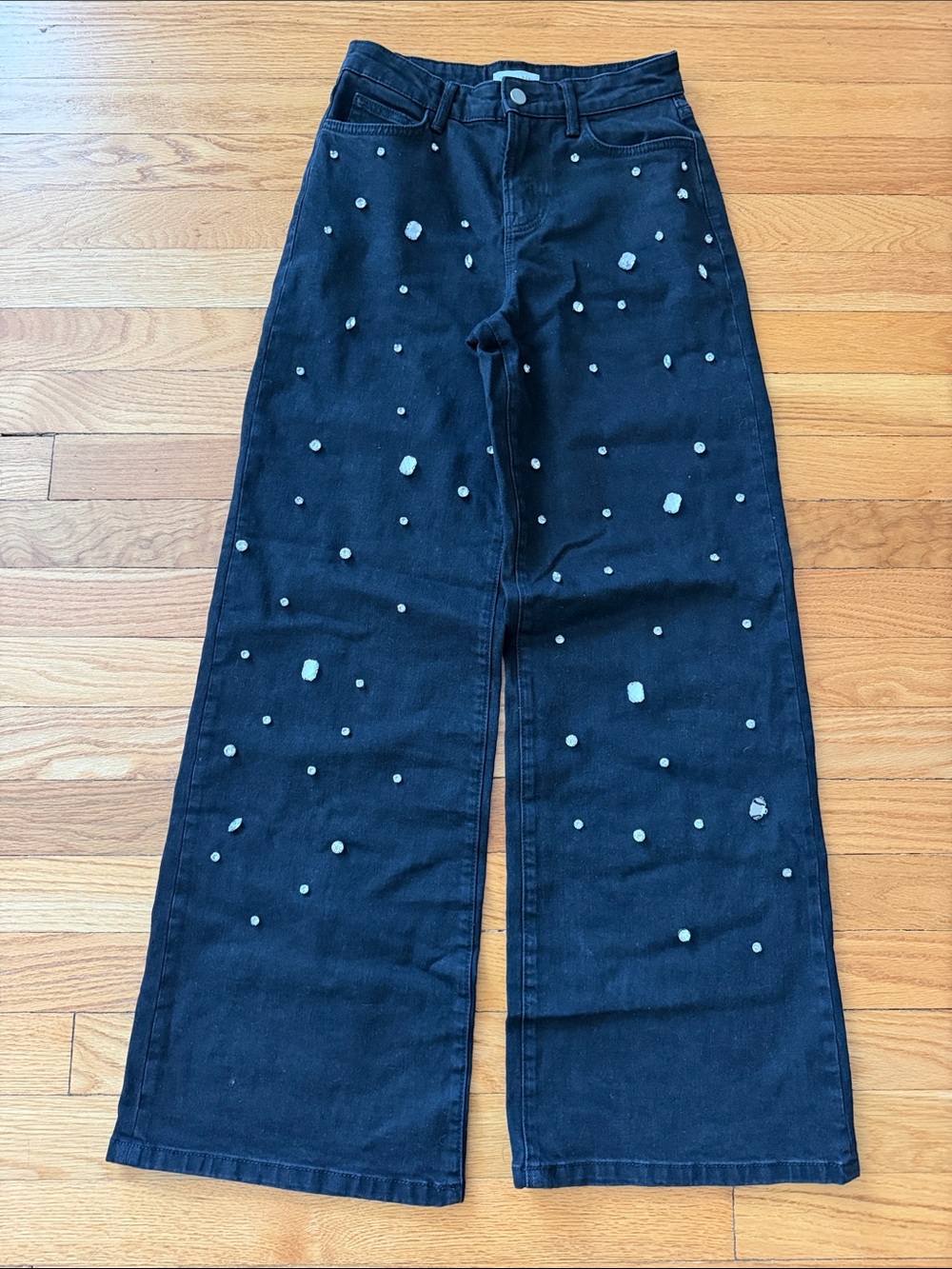 Gianni Bini Black Jeans with White Stud Accent